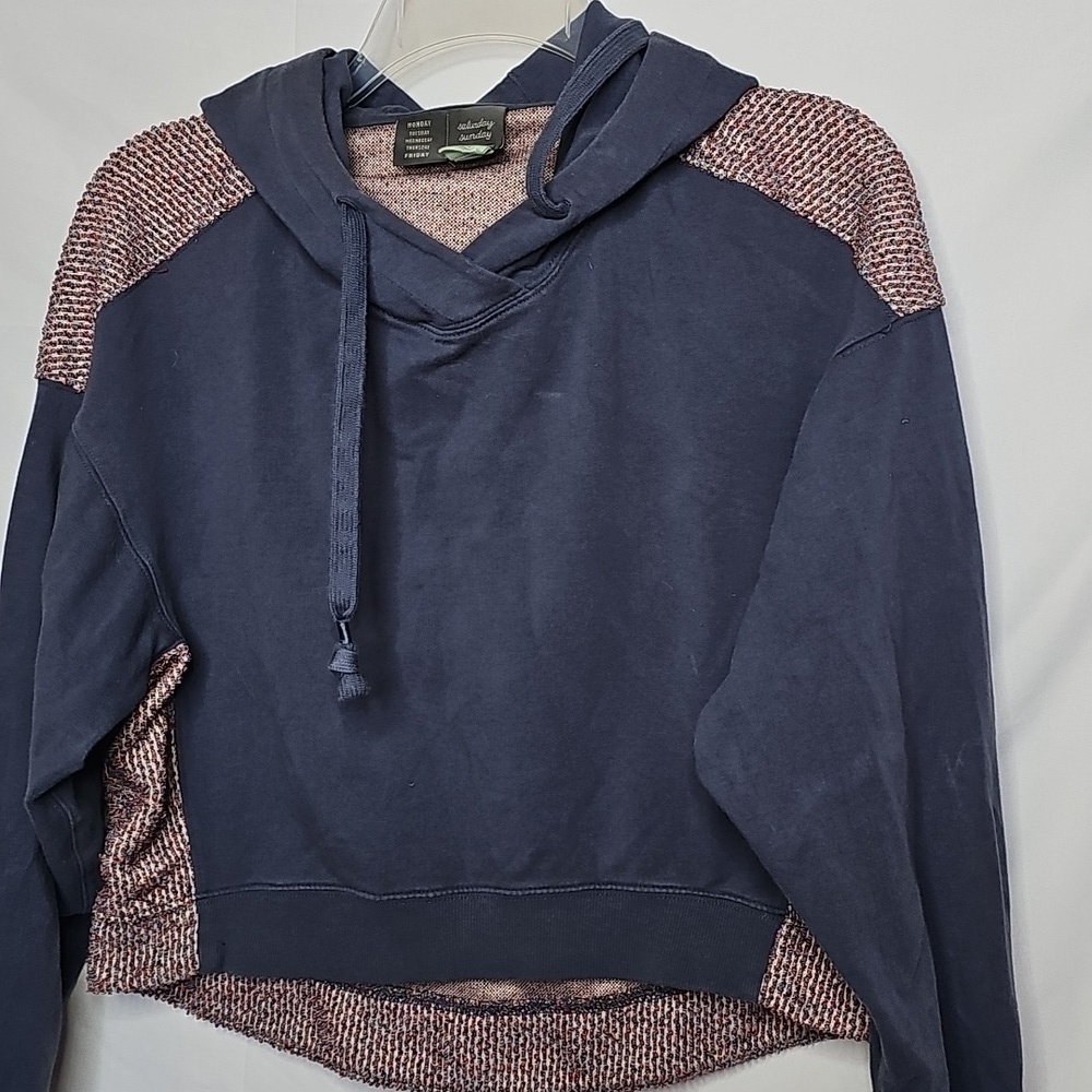 Anthropologie Saturday Sunday pull over hoodie hooded crop cropped sweatshirt XS